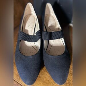 LifeStride Black Mary Jane Wedge Pumps Soft System Comfort Size 7.5
